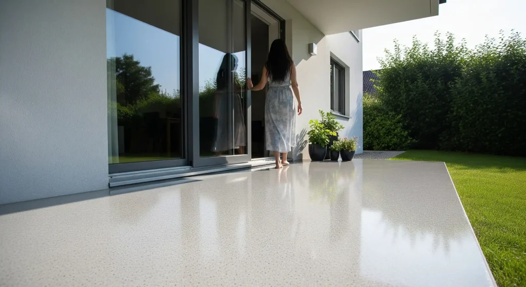 Image montrant une terrasse réalisée en résine pour terrasse